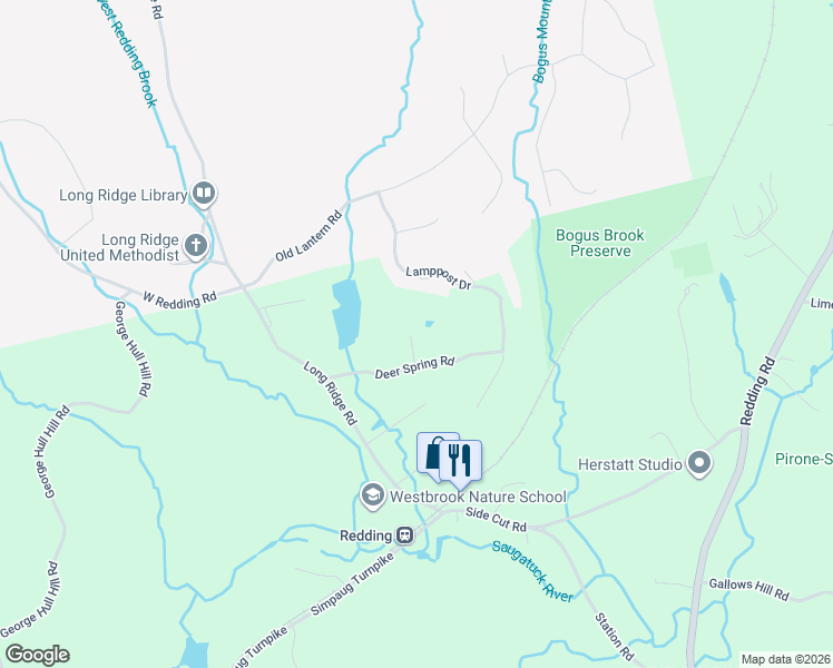 map of restaurants, bars, coffee shops, grocery stores, and more near 16 Lamppost Drive in Redding