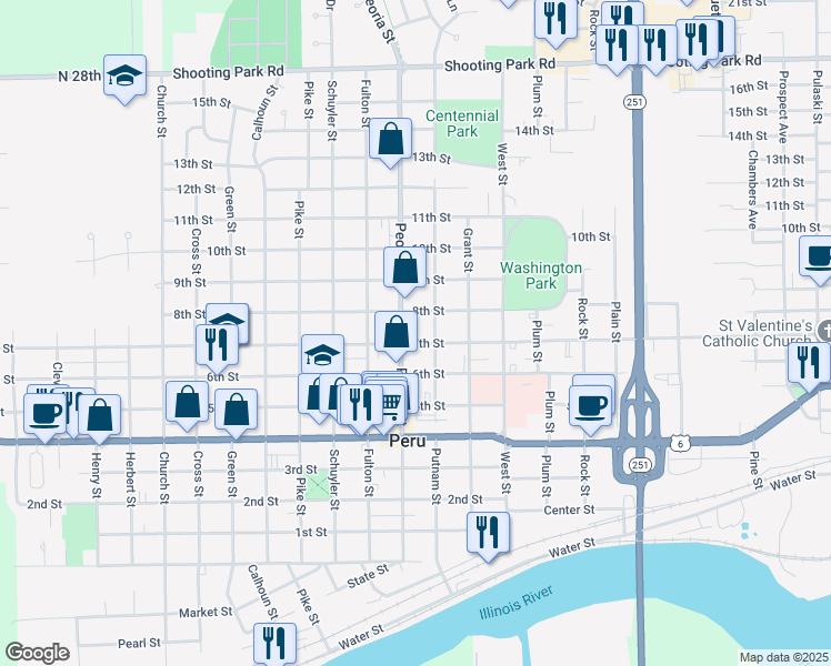 map of restaurants, bars, coffee shops, grocery stores, and more near 1714 8th Street in Peru