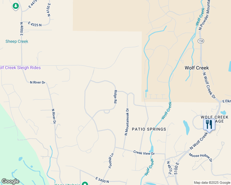 map of restaurants, bars, coffee shops, grocery stores, and more near 3957 Ridge Road in Eden