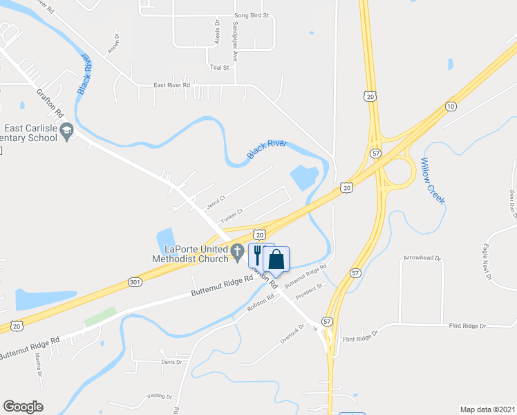 map of restaurants, bars, coffee shops, grocery stores, and more near 120 Yunker Court in Elyria