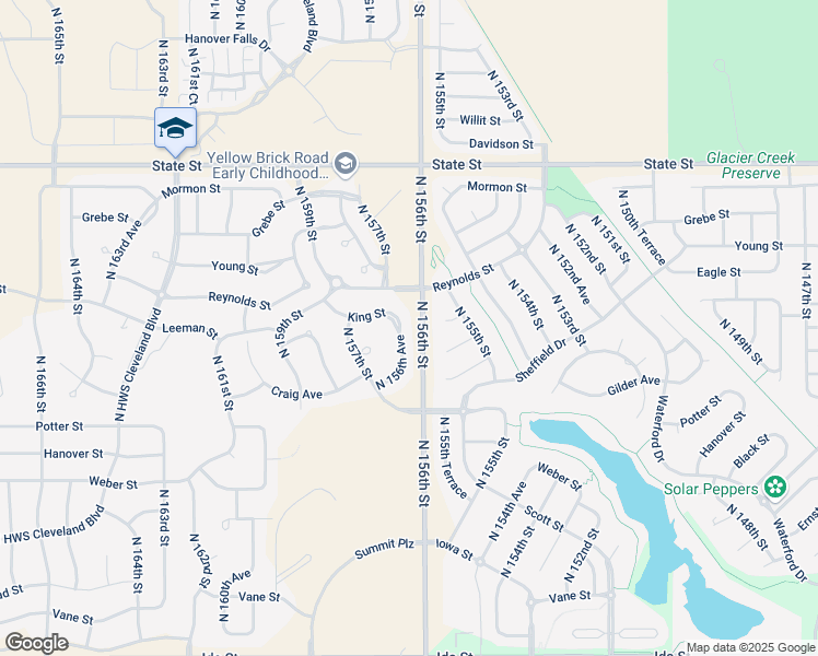map of restaurants, bars, coffee shops, grocery stores, and more near 7823 North 156th Avenue in Bennington