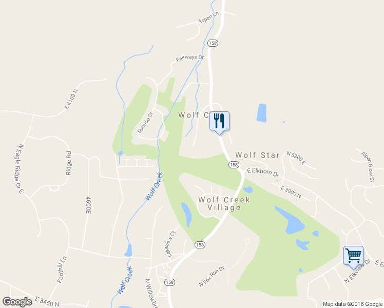 map of restaurants, bars, coffee shops, grocery stores, and more near 3956 East Juniper Lane in Eden