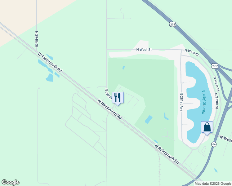 map of restaurants, bars, coffee shops, grocery stores, and more near 28595 Potter Street in Valley