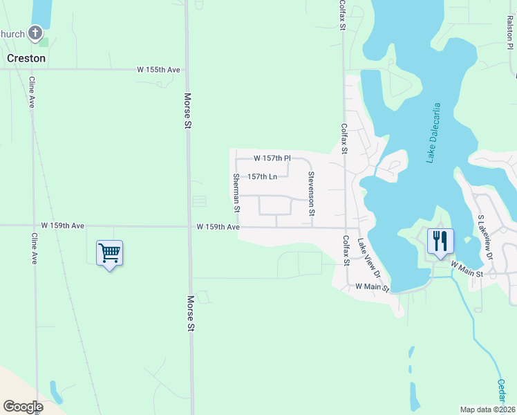 map of restaurants, bars, coffee shops, grocery stores, and more near 15850 Sherman Place in Lowell