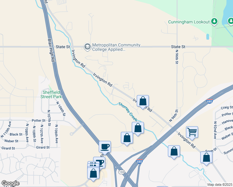 map of restaurants, bars, coffee shops, grocery stores, and more near 7835 North 101st Plaza in Omaha
