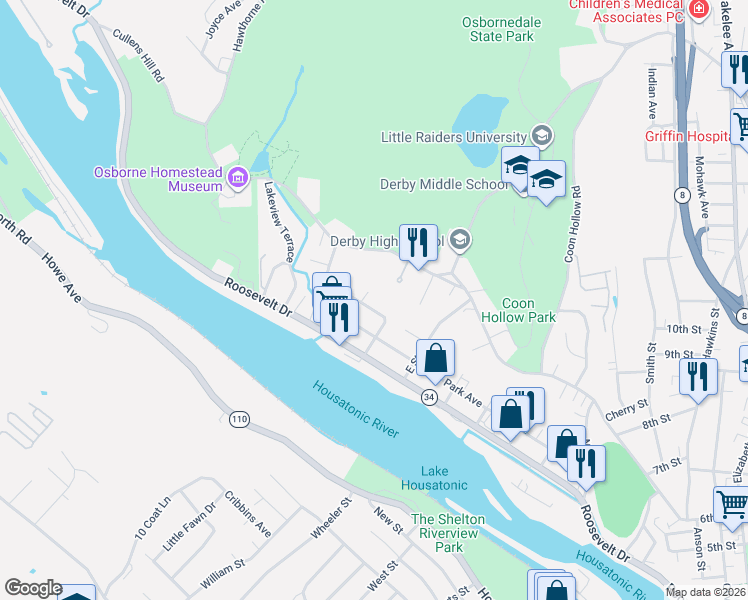 map of restaurants, bars, coffee shops, grocery stores, and more near 67 Grove Avenue in Derby
