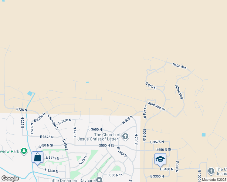 map of restaurants, bars, coffee shops, grocery stores, and more near 602 East Mountain Road in North Ogden
