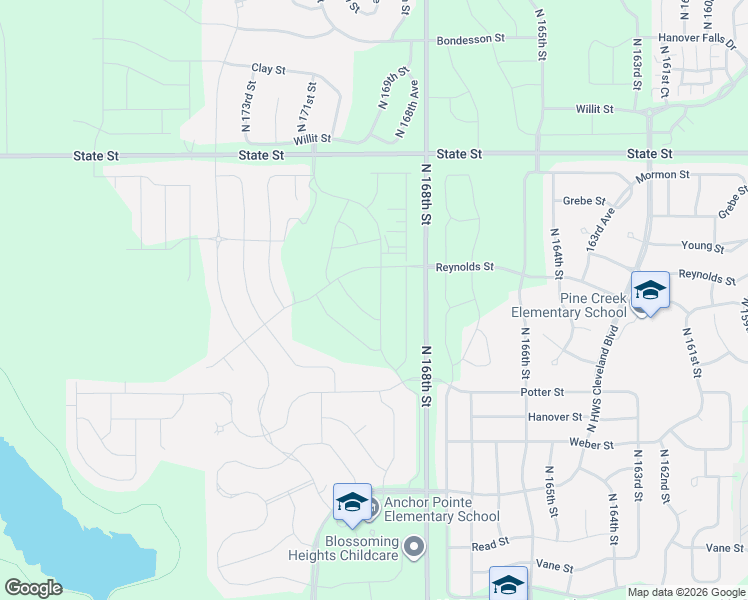 map of restaurants, bars, coffee shops, grocery stores, and more near 7654-8398 North 168th Street in Bennington