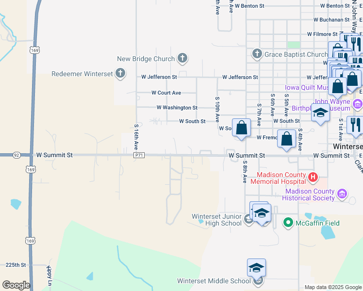 map of restaurants, bars, coffee shops, grocery stores, and more near in Winterset