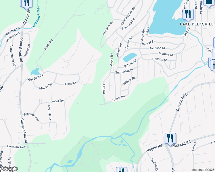 map of restaurants, bars, coffee shops, grocery stores, and more near 22 Elm Road in Westchester County