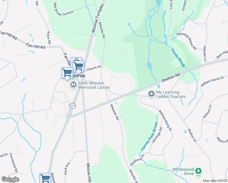 map of restaurants, bars, coffee shops, grocery stores, and more near 116 Old Tannery Road in Monroe