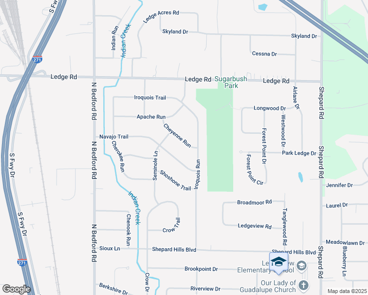 map of restaurants, bars, coffee shops, grocery stores, and more near 9116 Cheyenne Run in Macedonia