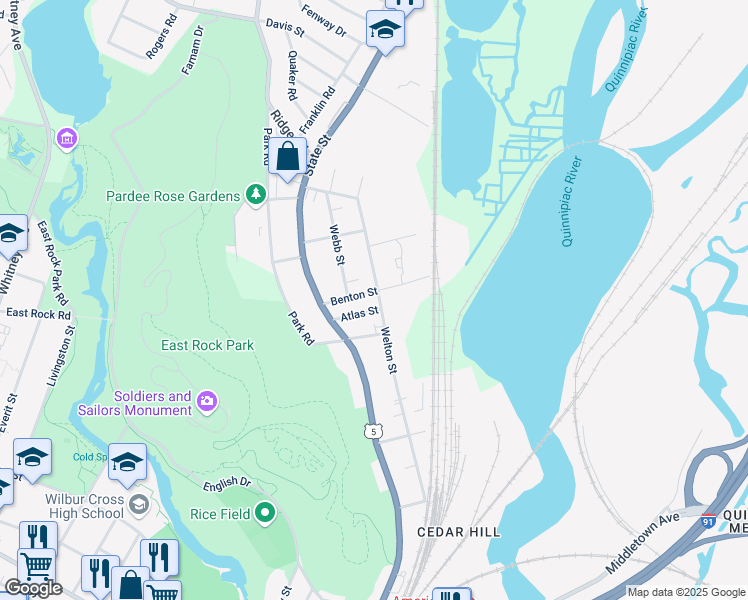 map of restaurants, bars, coffee shops, grocery stores, and more near 240 Welton Street in Hamden