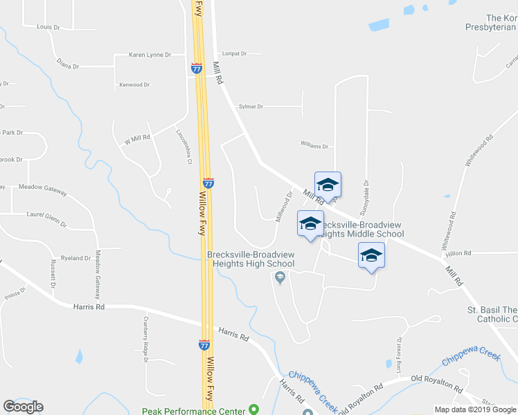 map of restaurants, bars, coffee shops, grocery stores, and more near 5669 Breckswood Oval in Broadview Heights