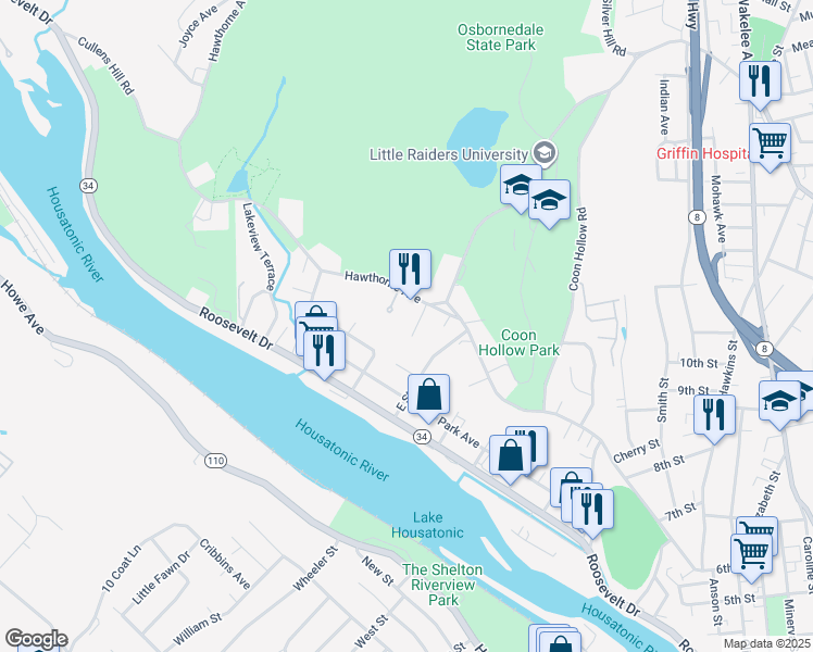 map of restaurants, bars, coffee shops, grocery stores, and more near 9 Talmadge Street in Derby