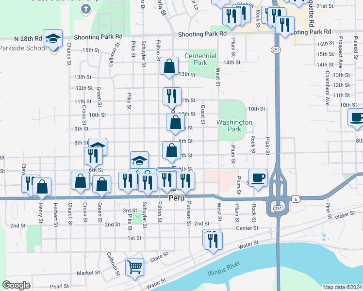 map of restaurants, bars, coffee shops, grocery stores, and more near 1714 8th Street in Peru