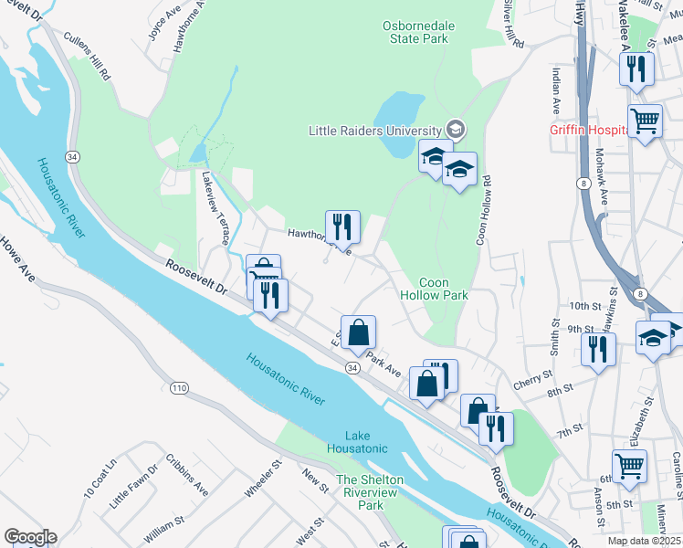 map of restaurants, bars, coffee shops, grocery stores, and more near 9 Talmadge Street in Derby