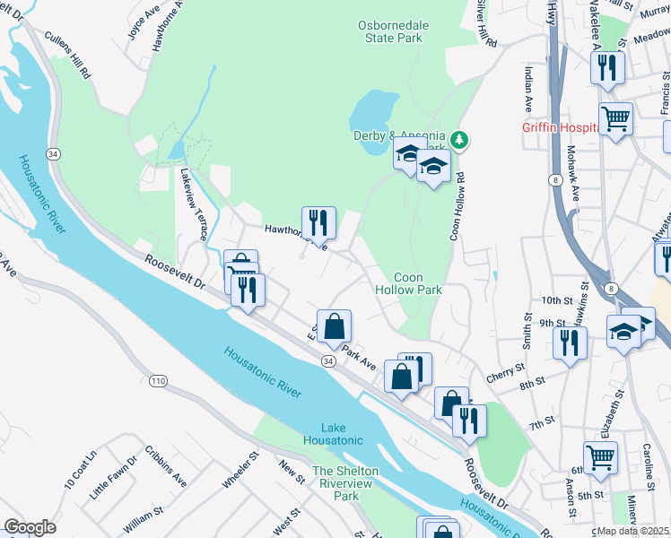 map of restaurants, bars, coffee shops, grocery stores, and more near 4 Talmadge Street in Derby