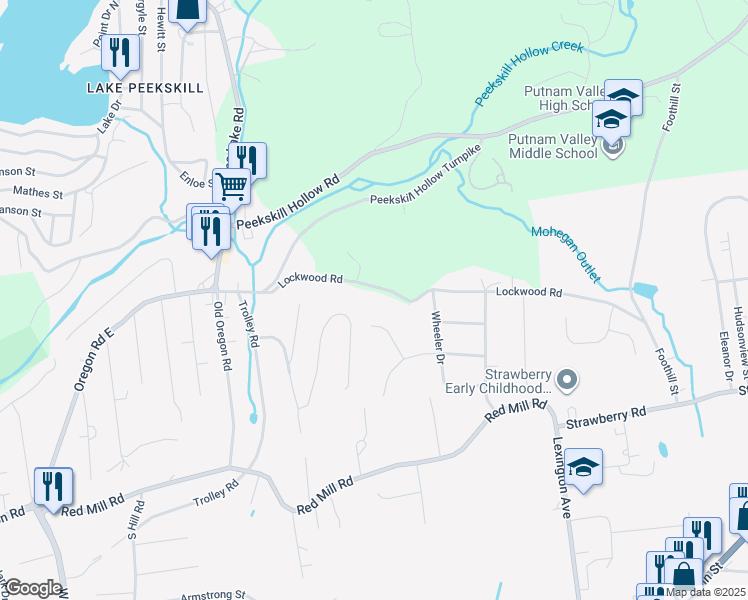 map of restaurants, bars, coffee shops, grocery stores, and more near 81 Lockwood Road in Cortlandt