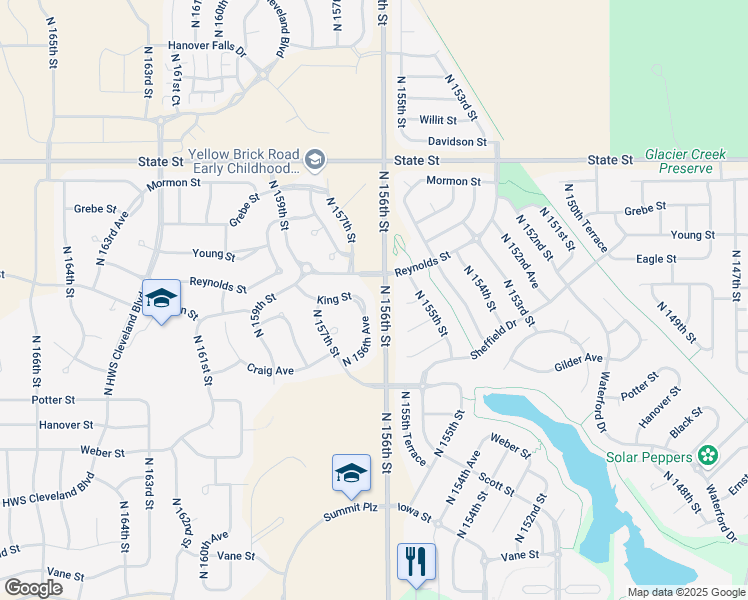 map of restaurants, bars, coffee shops, grocery stores, and more near 7823 North 156th Avenue in Bennington