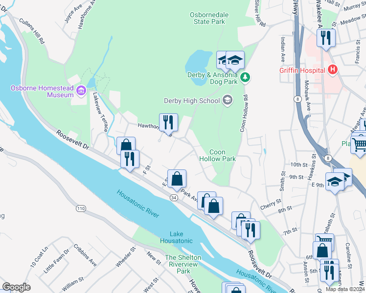 map of restaurants, bars, coffee shops, grocery stores, and more near 4 Talmadge Street in Derby
