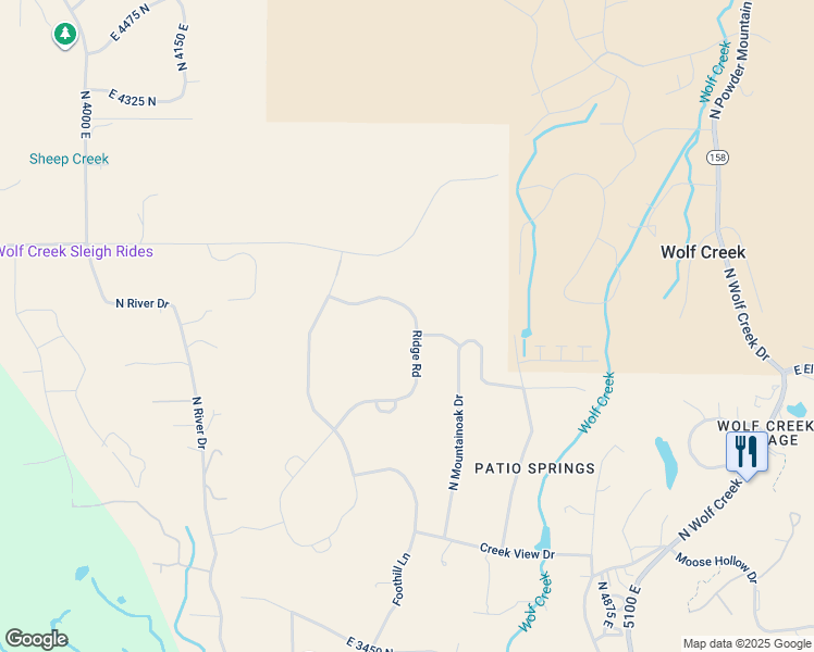 map of restaurants, bars, coffee shops, grocery stores, and more near 3957 Ridge Road in Eden