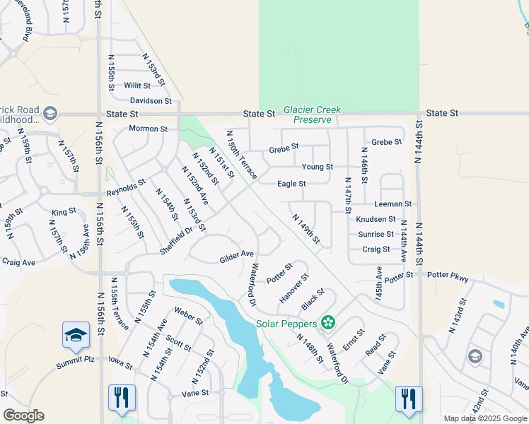 map of restaurants, bars, coffee shops, grocery stores, and more near 7719 N 151st Cir in Bennington