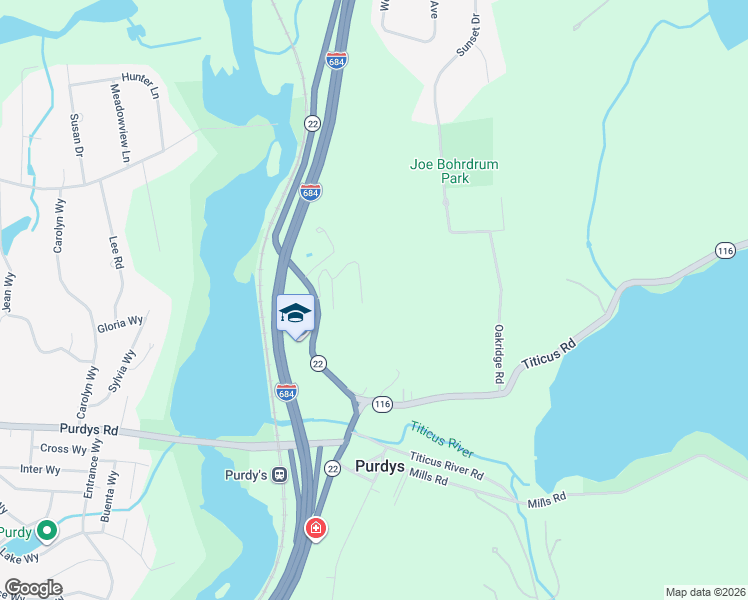 map of restaurants, bars, coffee shops, grocery stores, and more near 539 New York 22 in Purdys