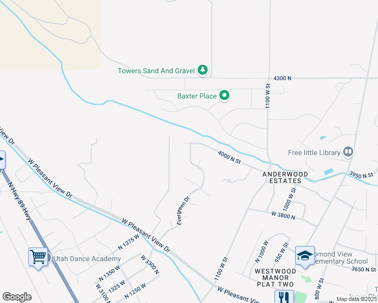map of restaurants, bars, coffee shops, grocery stores, and more near 3937 North 1350 West in Pleasant View