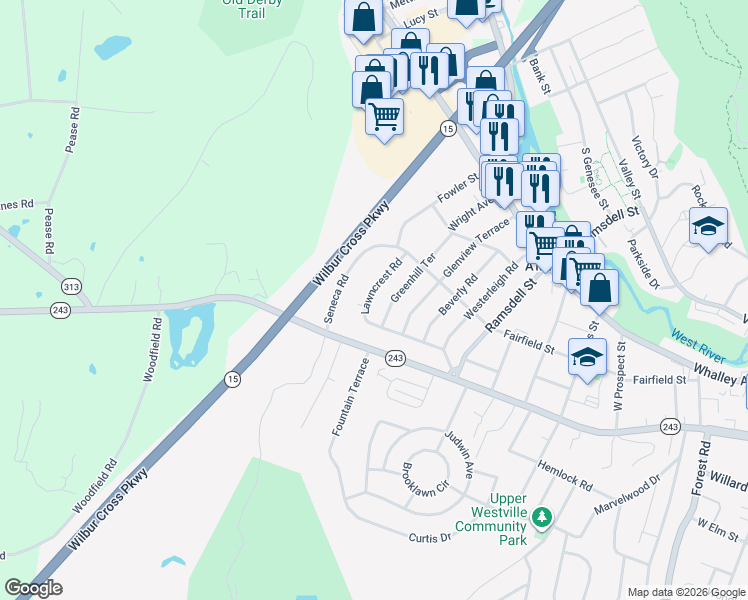 map of restaurants, bars, coffee shops, grocery stores, and more near 14 Green Hill Terrace in New Haven