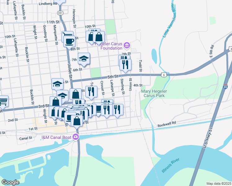 map of restaurants, bars, coffee shops, grocery stores, and more near 1240 3rd Street in LaSalle