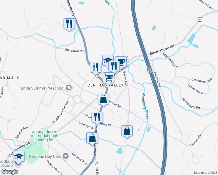 map of restaurants, bars, coffee shops, grocery stores, and more near in Woodbury