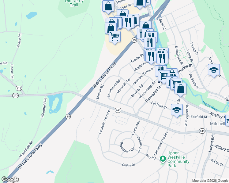 map of restaurants, bars, coffee shops, grocery stores, and more near 14 Green Hill Terrace in New Haven