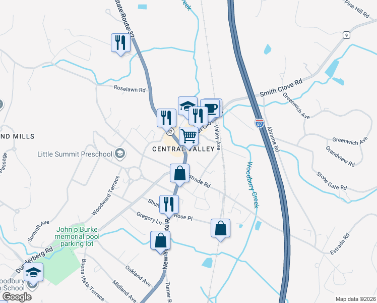 map of restaurants, bars, coffee shops, grocery stores, and more near in Woodbury