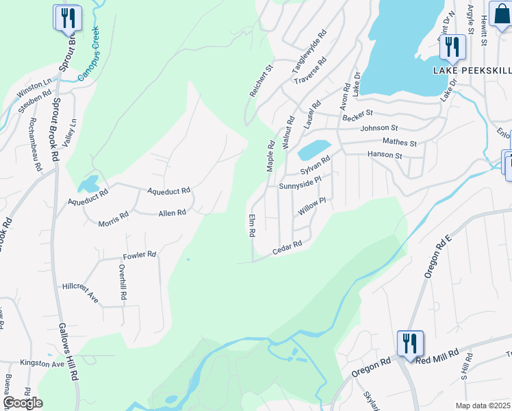 map of restaurants, bars, coffee shops, grocery stores, and more near 22 Elm Road in Westchester County
