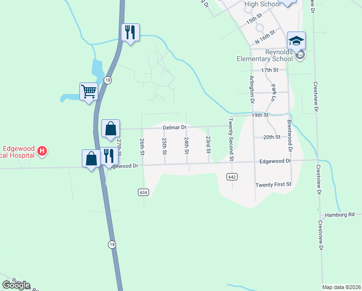 map of restaurants, bars, coffee shops, grocery stores, and more near 6 24th Street in Greenville