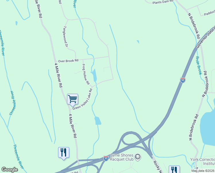 map of restaurants, bars, coffee shops, grocery stores, and more near 27 Green Valley Lake Road in East Lyme