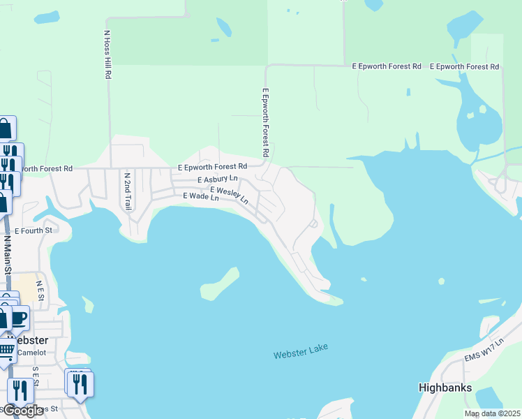 map of restaurants, bars, coffee shops, grocery stores, and more near 6527 N 9th Trail in North Webster
