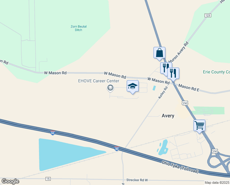 map of restaurants, bars, coffee shops, grocery stores, and more near 316 West Mason Road in Milan
