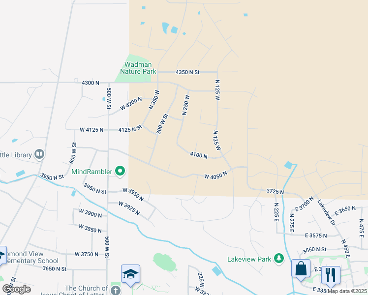 map of restaurants, bars, coffee shops, grocery stores, and more near 185 4100 North in Ogden