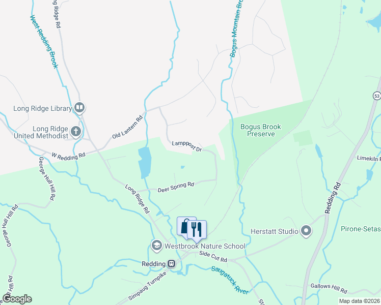 map of restaurants, bars, coffee shops, grocery stores, and more near 16 Lamppost Drive in Redding