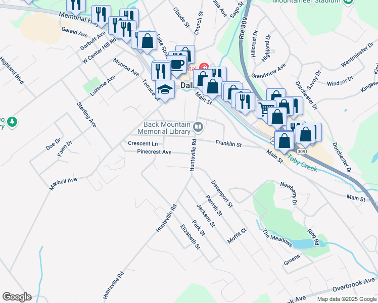 map of restaurants, bars, coffee shops, grocery stores, and more near 106 Franklin Street in Dallas