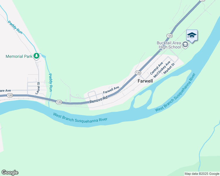 map of restaurants, bars, coffee shops, grocery stores, and more near 625 Tolomay Street in Renovo