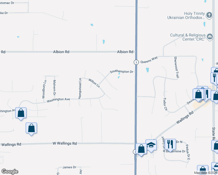 map of restaurants, bars, coffee shops, grocery stores, and more near 7554 Andover Lane in North Royalton
