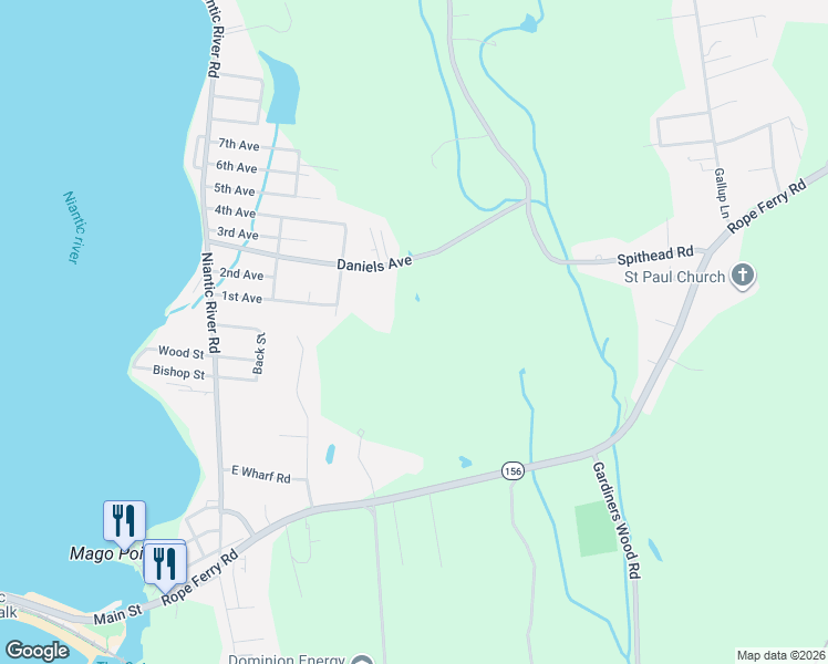 map of restaurants, bars, coffee shops, grocery stores, and more near 63 Daniels Avenue in Waterford