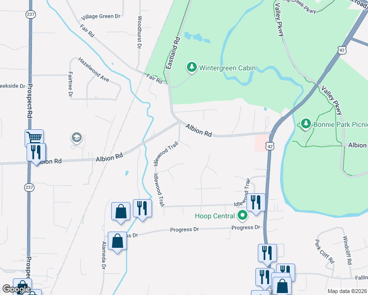 map of restaurants, bars, coffee shops, grocery stores, and more near 19825 Idlewood Trail in Strongsville
