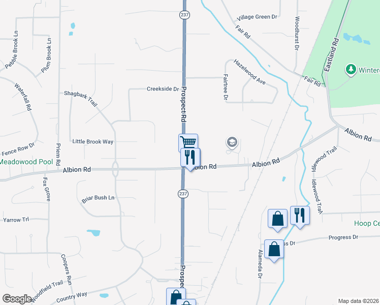 map of restaurants, bars, coffee shops, grocery stores, and more near 10795 Prospect Road in Strongsville