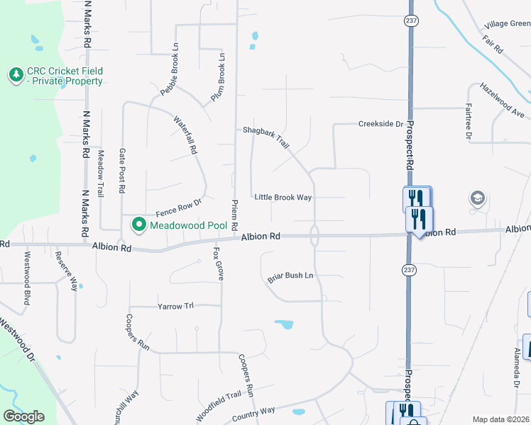 map of restaurants, bars, coffee shops, grocery stores, and more near 21981 Little Brook Way in Strongsville