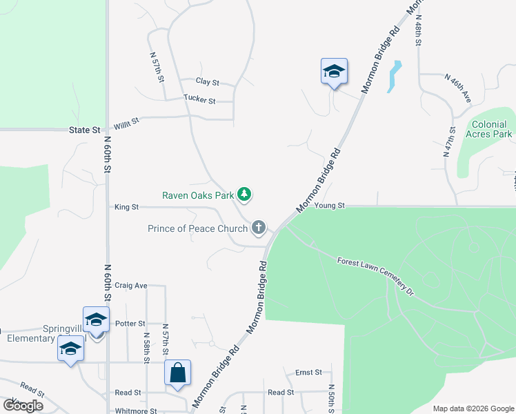 map of restaurants, bars, coffee shops, grocery stores, and more near 7815 Raven Oaks Drive in Omaha