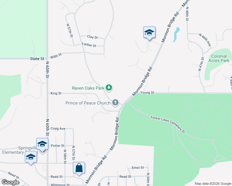 map of restaurants, bars, coffee shops, grocery stores, and more near 7815 Raven Oaks Drive in Omaha